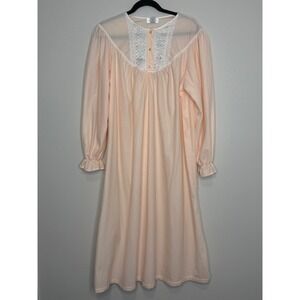 Vintage Fundamentals Sears Peach‎ Lace Floral Embroidered Nightgown Large